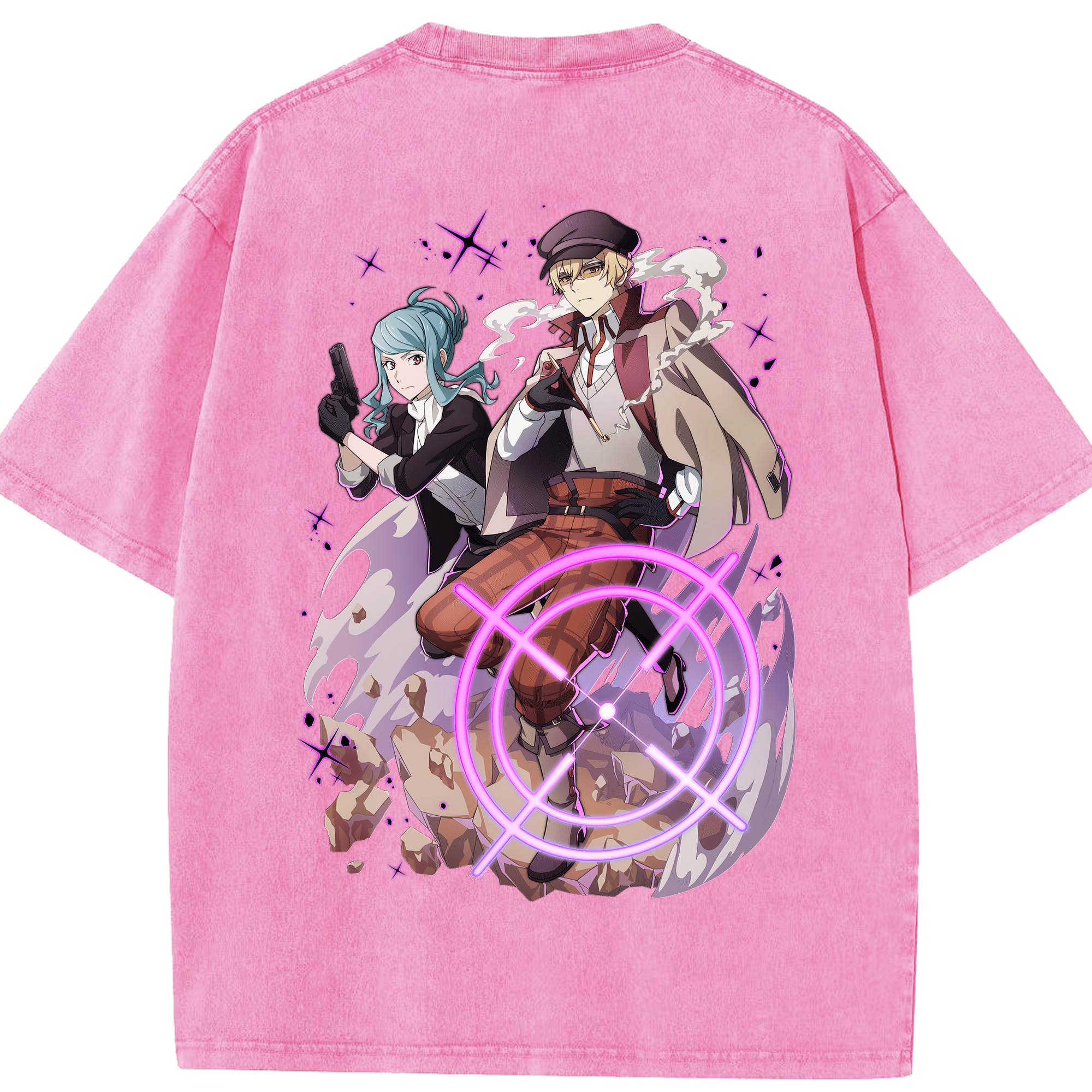 （画像用） 文豪ストレイドッグス Bungo Stray Dogs 綿100% ヴィンテージ風 半袖Tシャツ（背面プリント）